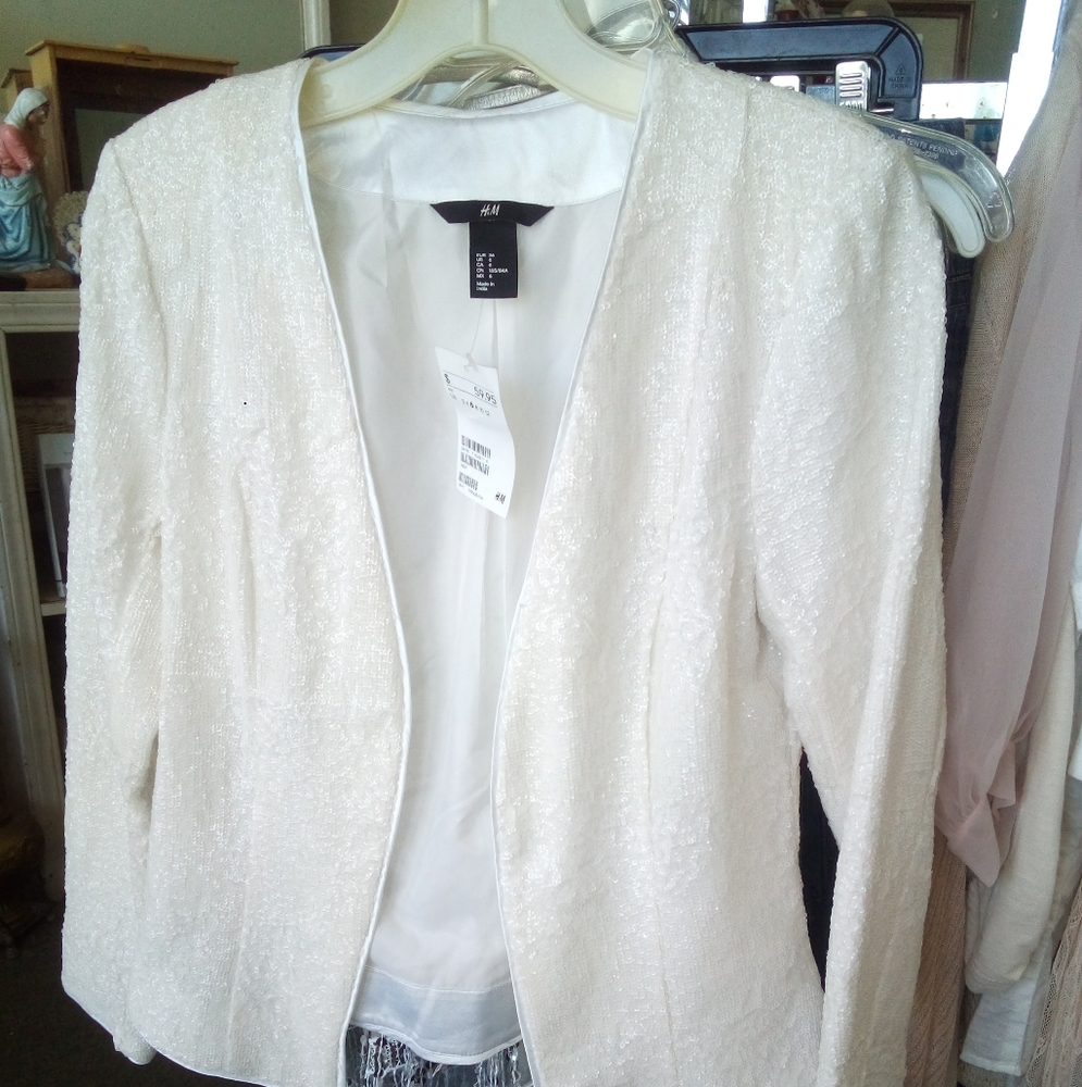 H&M Jacket New 6 White Sparkly